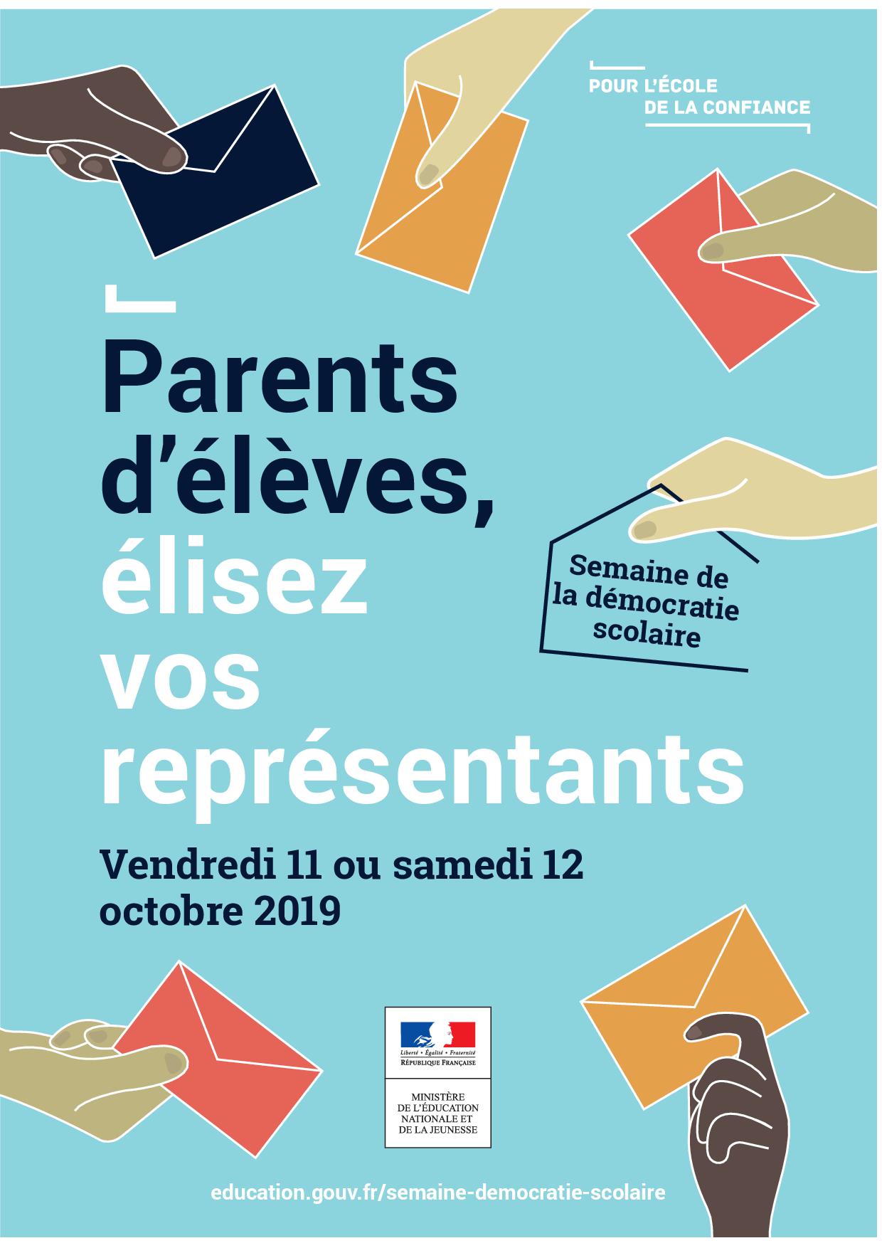 Elections des représentants des parents d’élèves au conseil d’administration: vendredi 11 octobre 2019