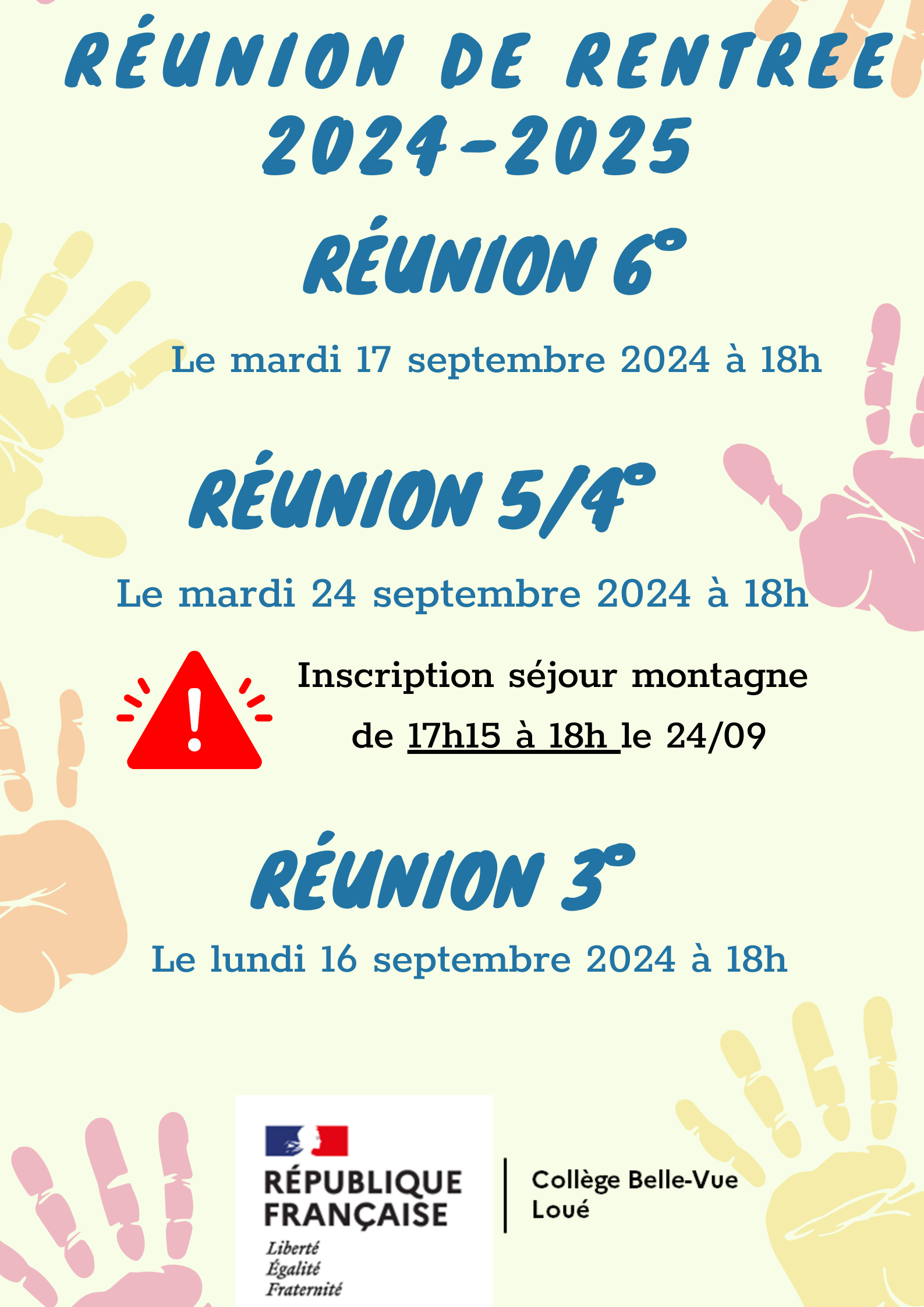 Réunions de rentrée